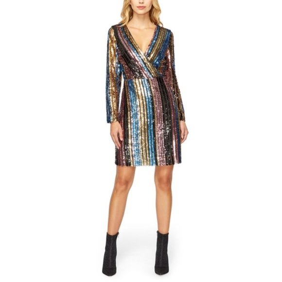 Sam Edelman Dresses & Skirts - Sam Edelman Rainbow Stripe Sequin Dress Sz. 8 NWT!